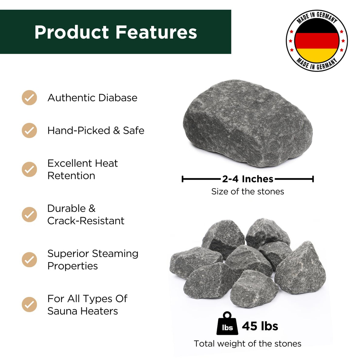 Northwood Sauna crack-resistant diabase stone for durable sessions