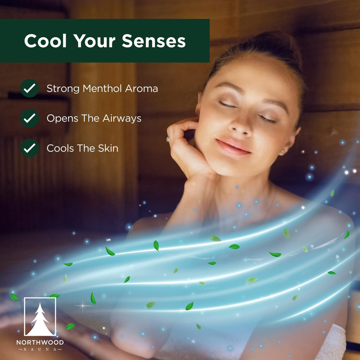 Northwood Sauna Menthol Crystals in aroma cup releasing minty, refreshing notes.