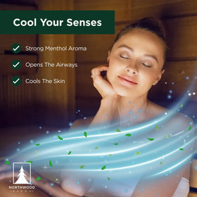 Northwood Sauna Menthol Crystals in aroma cup releasing minty, refreshing notes.