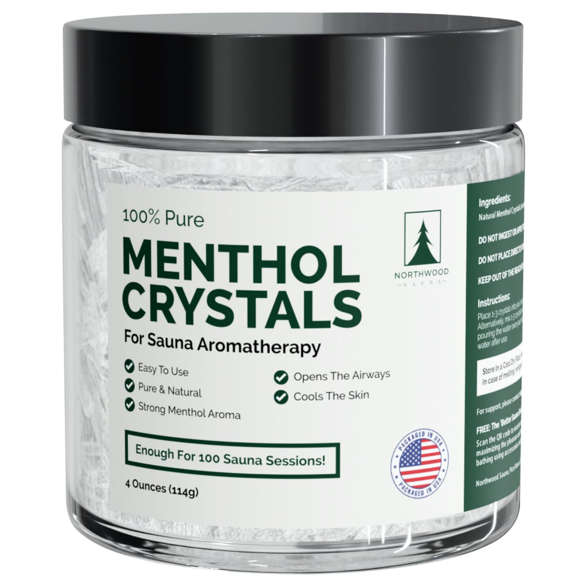 Northwood Sauna Menthol Crystals bottle for pure, easy aroma in your sauna.
