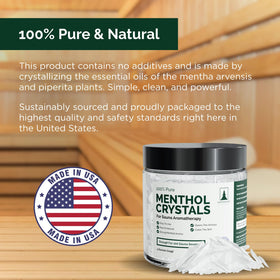 Steamy sauna scene with Northwood Menthol Crystals delivering a cooling scent.