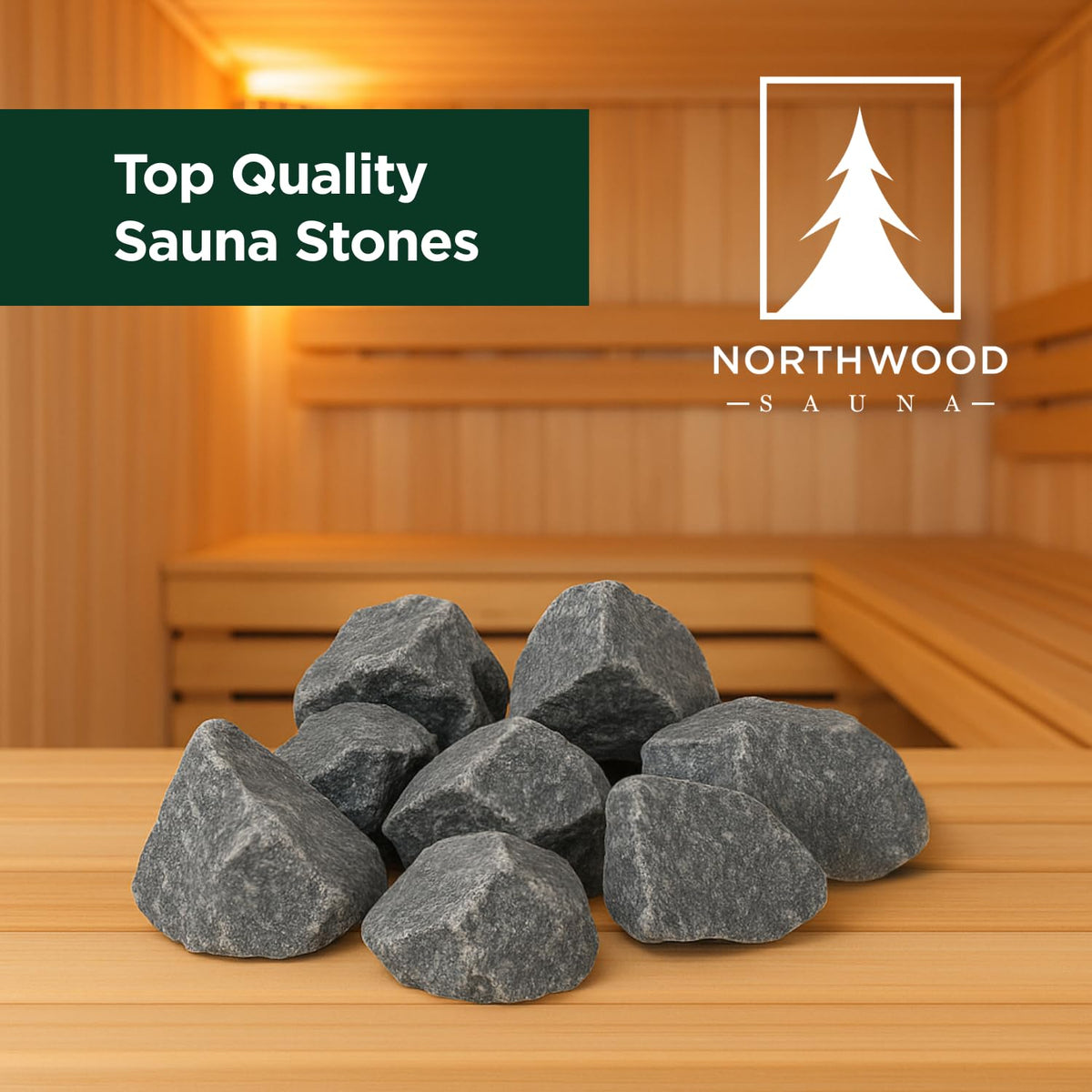 Northwood Sauna stone size guide for ideal setup