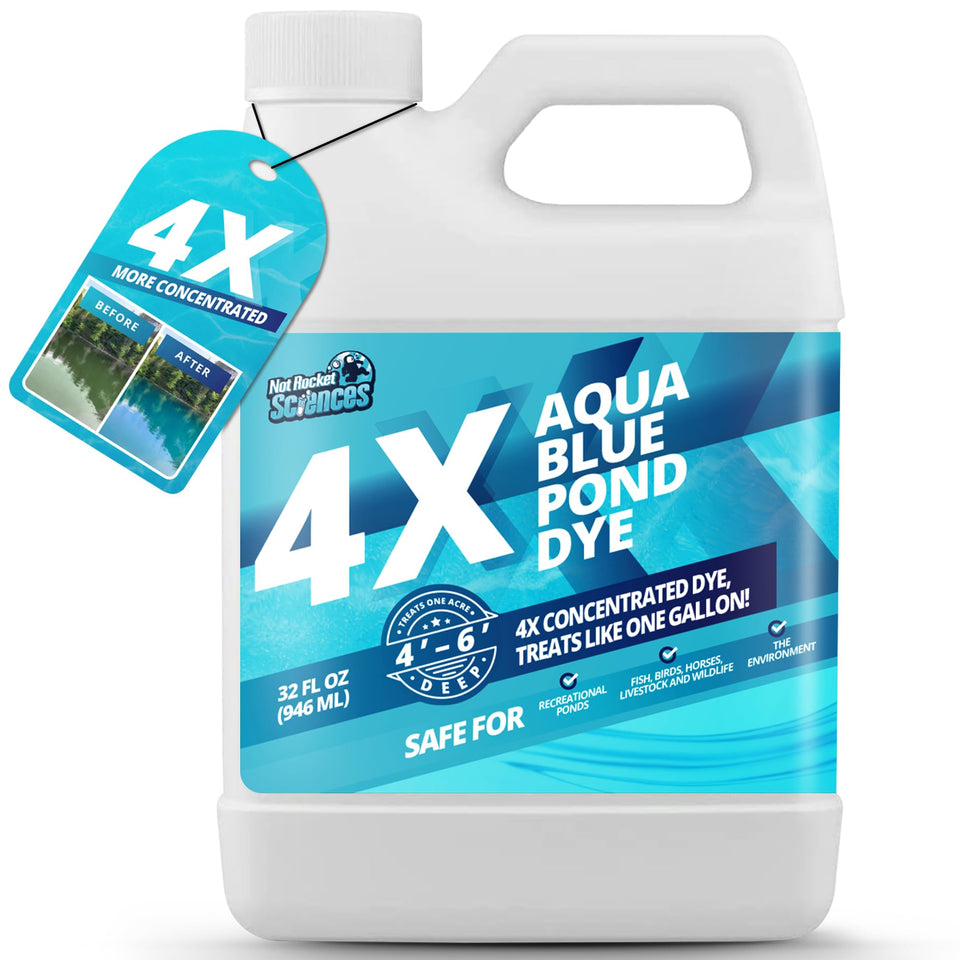 Not Rocket Sciences 32oz Aqua Blue Pond Dye pour reveals quick, vibrant blue water