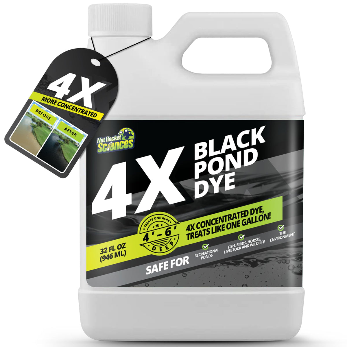 Not Rocket Sciences 32oz reflective black pond dye poured along edge for even color
