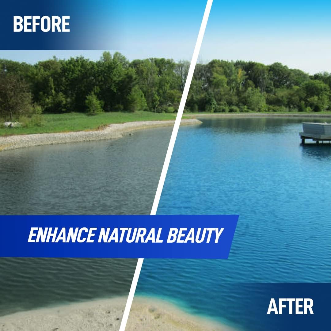 Not Rocket Sciences 4X Blue Pond Dye colors water in a clear pond sample.