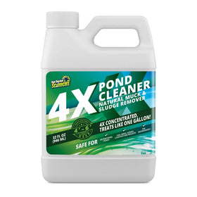 Not Rocket Sciences 4X Pond Cleaner bottle pour showing easy edge application for cleaner water