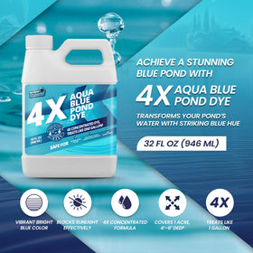 Not Rocket Sciences Aqua Blue Pond Dye bottle cap close-up for precise dosing