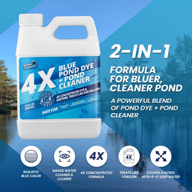 Not Rocket Sciences blue pond dye with enzymes clarifies water and reduces muck.