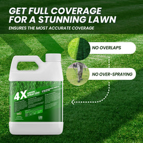 Not Rocket Sciences green spray dye applied on a lush lawn for coverage marking