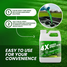 Green spray dye used as turf track indicator on grass