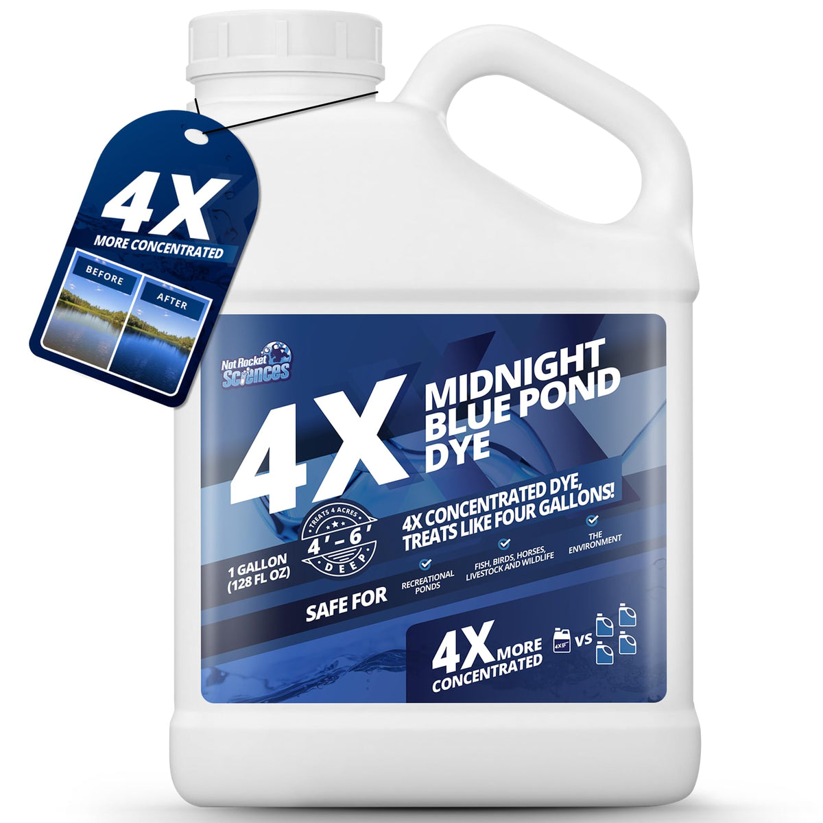 Not Rocket Sciences Midnight Blue pond dye bottle for concentrated color and easy use.