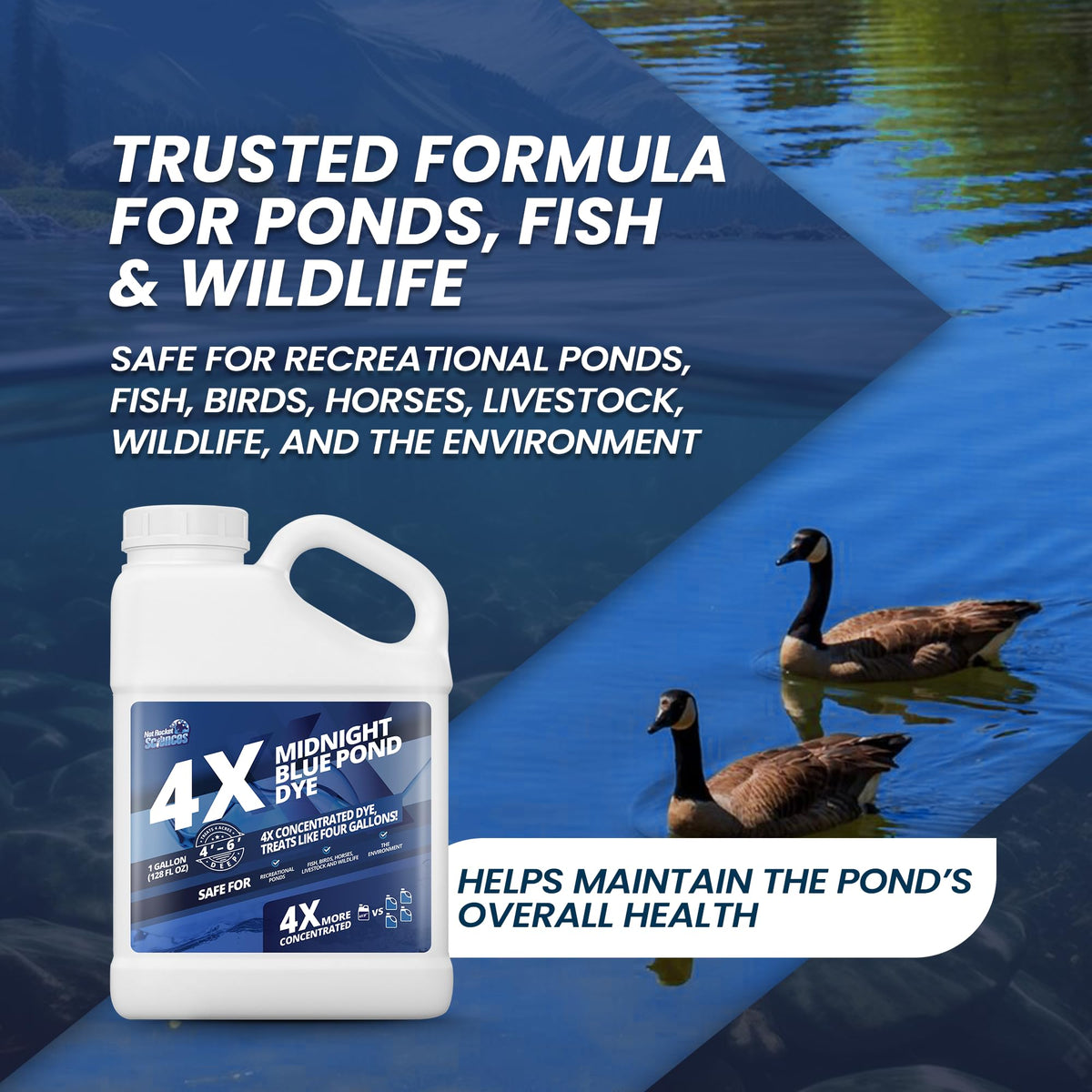 Not Rocket Sciences Midnight Blue pond water color demonstrates deep, natural-looking tone.