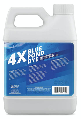 Not Rocket Sciences pond dye covers up to one acre per bottle.