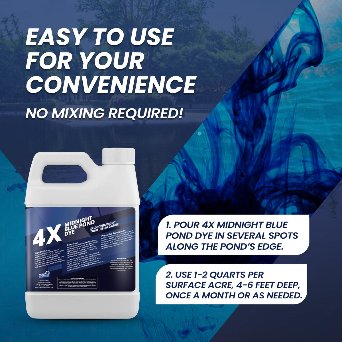 Not Rocket Sciences premium blue lake colorant 1 quart for larger ponds