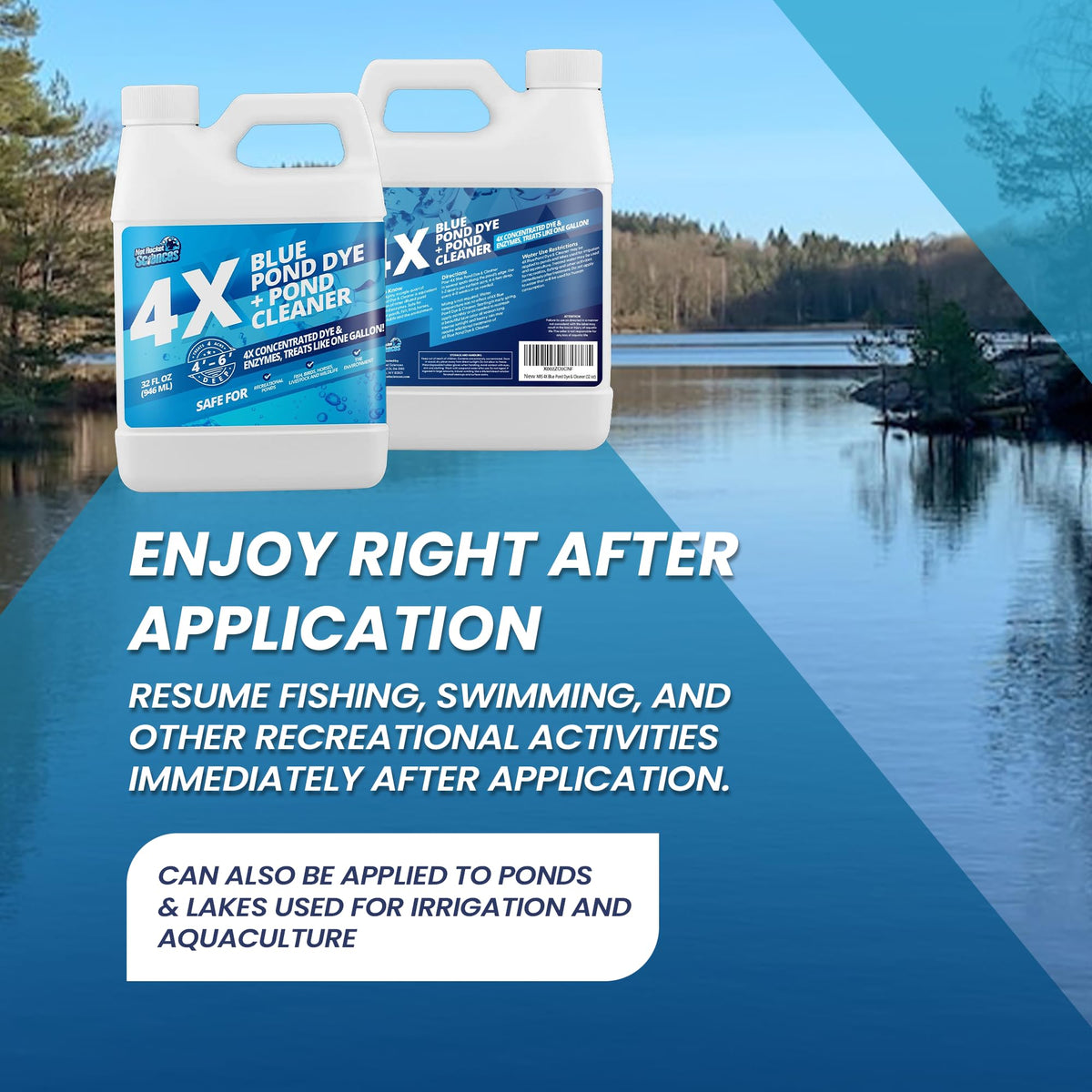 Not Rocket Sciences vibrant blue water look enhances outdoor pond appeal.
