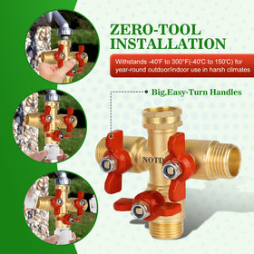NOTDIS 3 Way Hose Splitter features a large handle for easy operation.