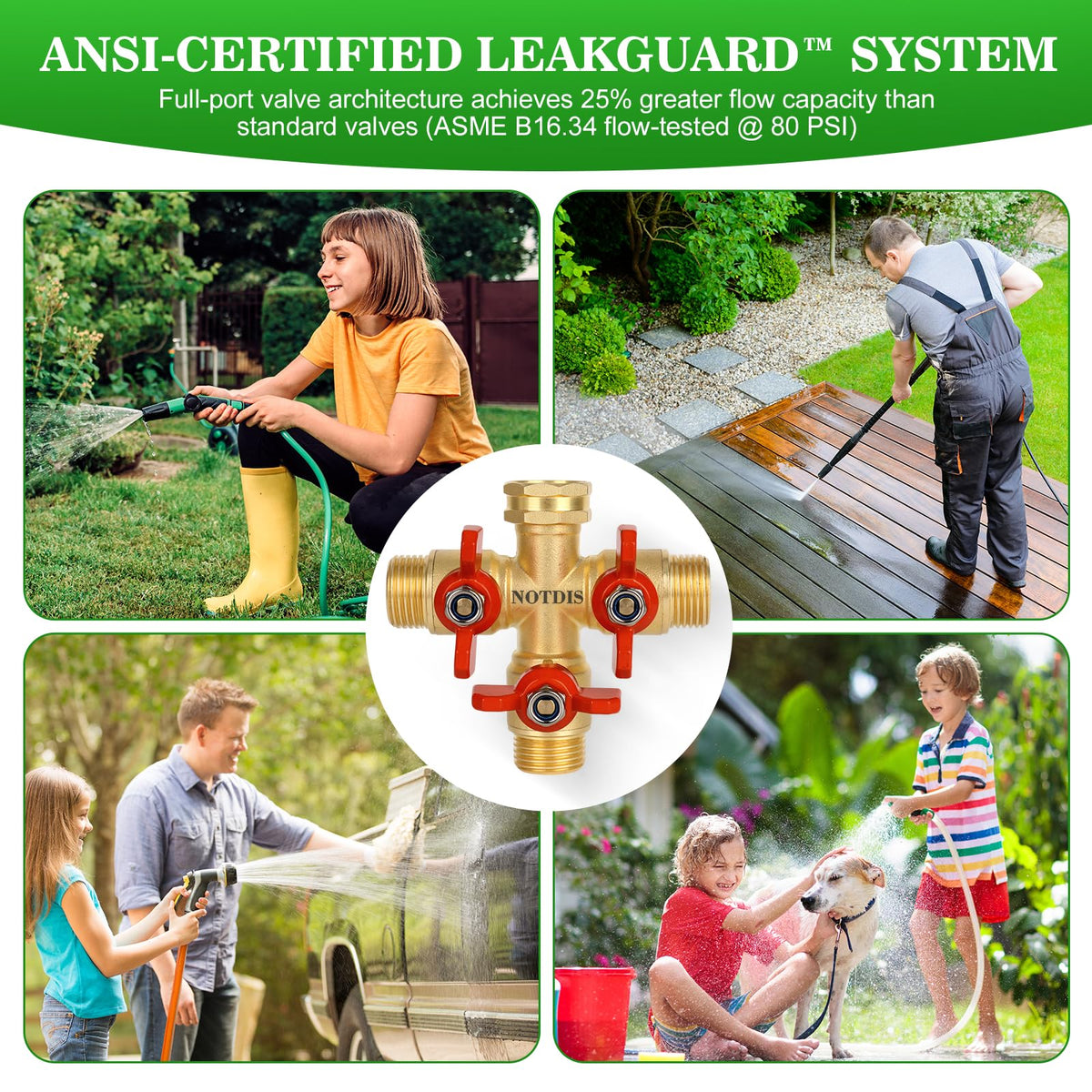 NOTDIS 3 Way Hose Splitter backed by 1-year quality guarantee.