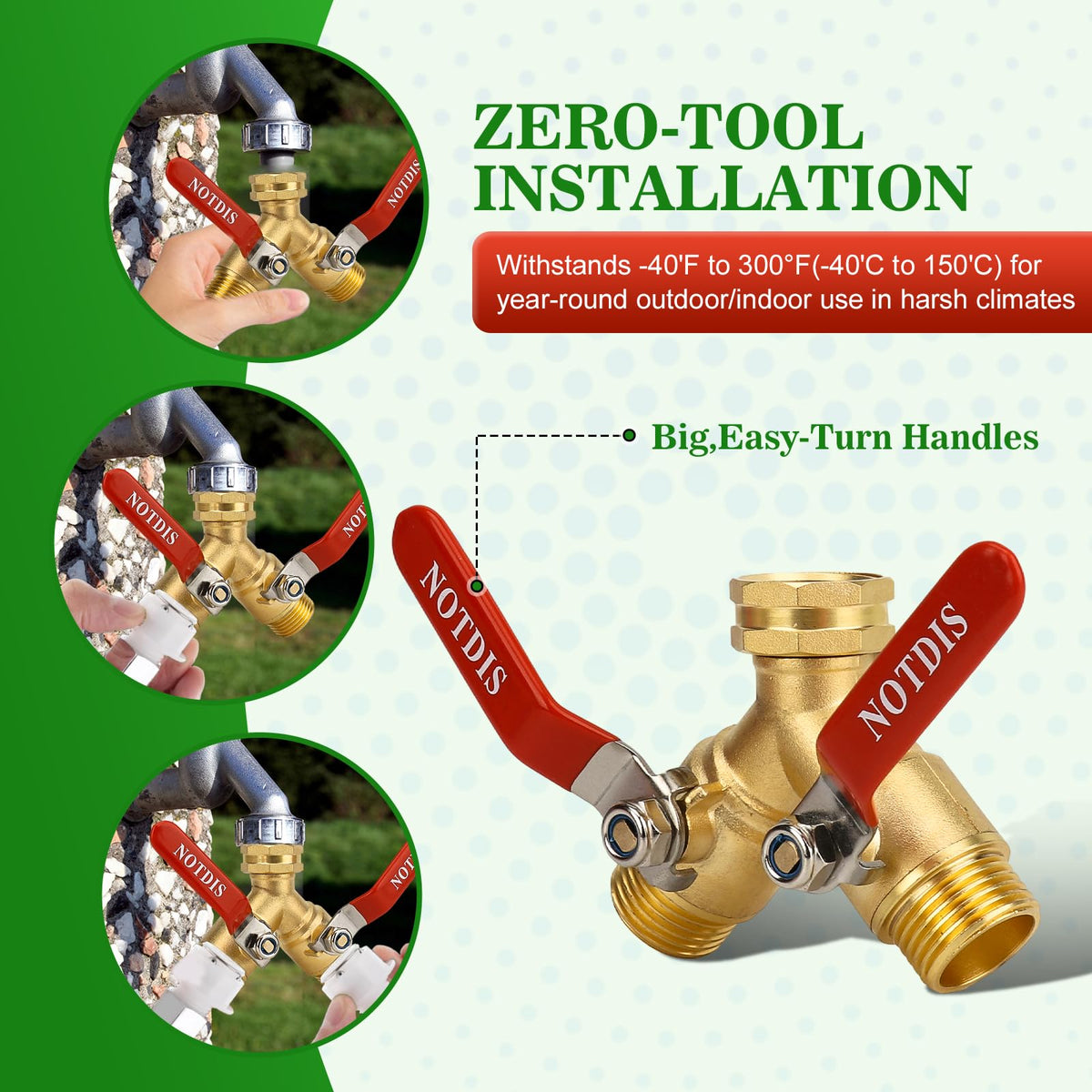 NOTDIS brass and stainless steel construction resists corrosion for longer service.