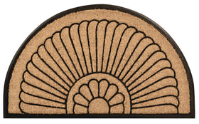 Notrax coir half-circle door mat with rubber backing for outdoor use.