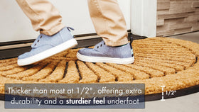 Notrax half-moon mat adds natural style while trapping dirt.