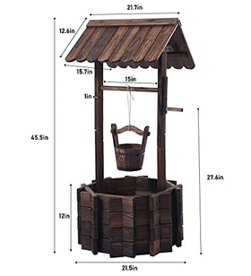 Notume wishing well garden cart with bucket demonstrates portable design.