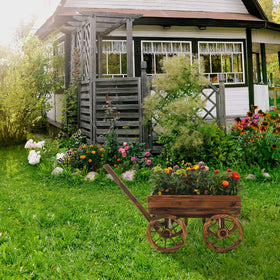 Notume wagon planter offers ample planting space for flowers and herbs.
