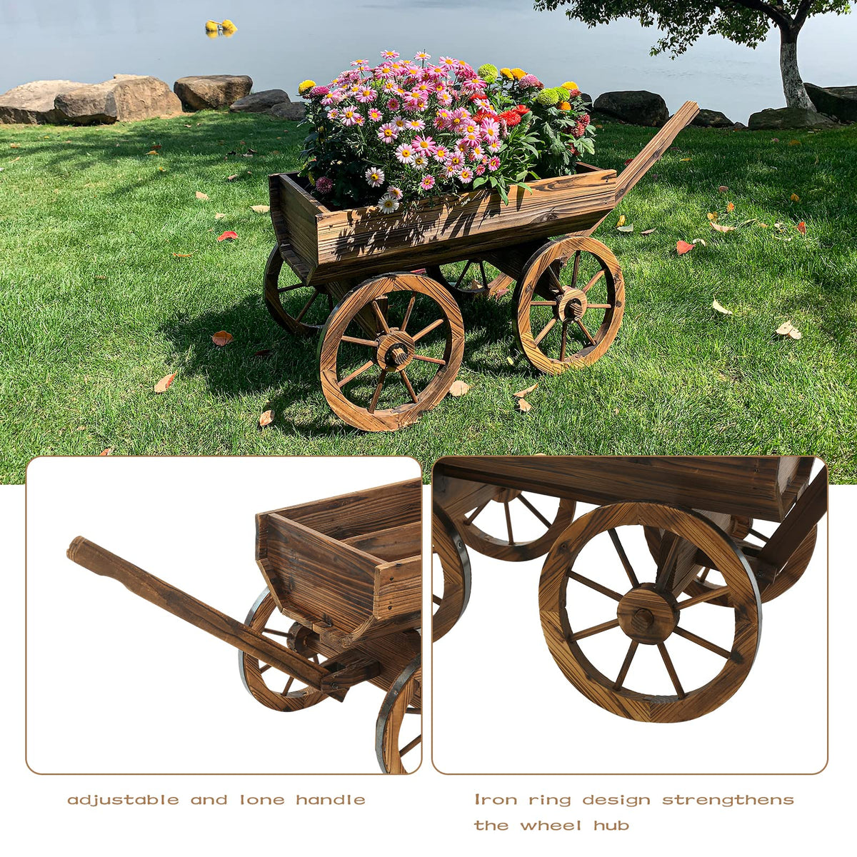 Notume wagon planter with assembly instructions for quick setup.
