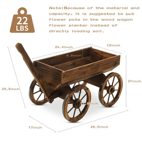 Notume wooden wagon planter in backyard for flexible, decorative display.