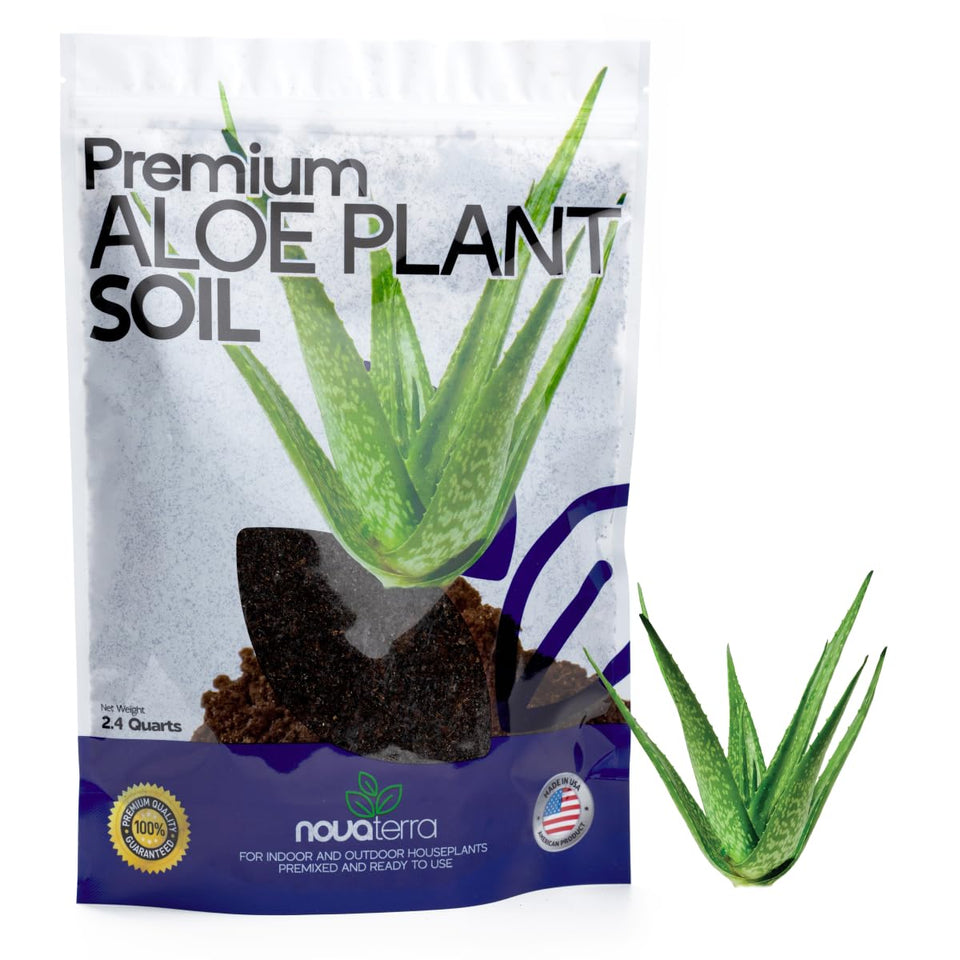 NOVA-TERRA Aloe Vera Potting Soil bag for indoor plants improves drainage and aeration.