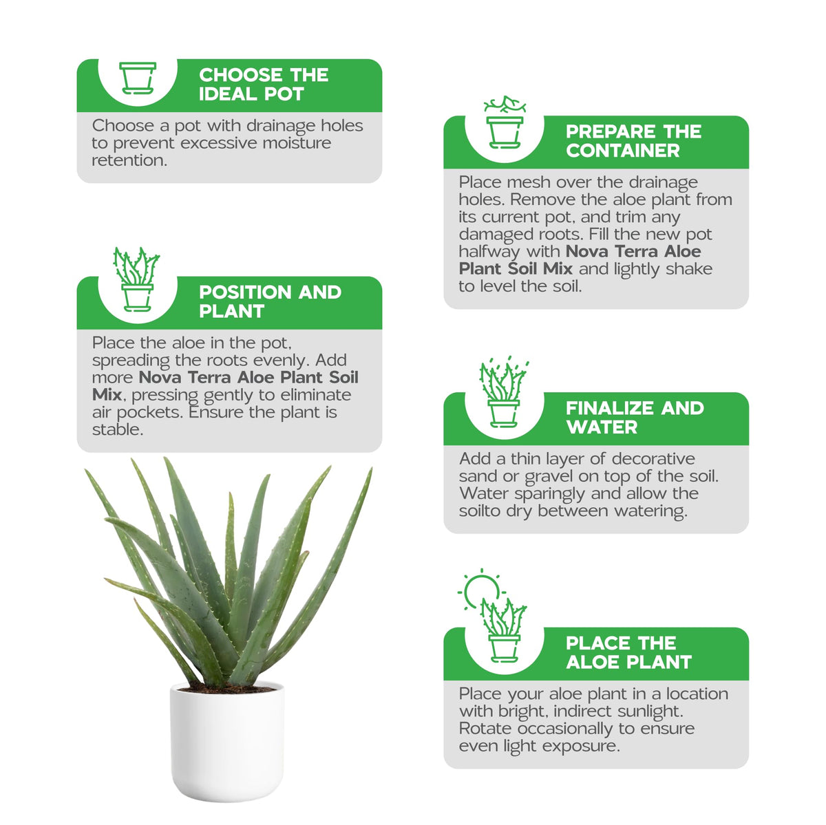 NOVA-TERRA Pine Bark and Canadian Peat blend enhances drainage.