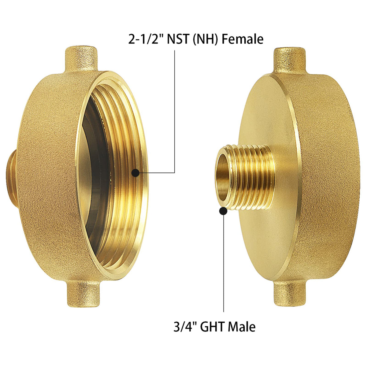 NOVINO brass hydrant adapter close-up highlighting durable construction