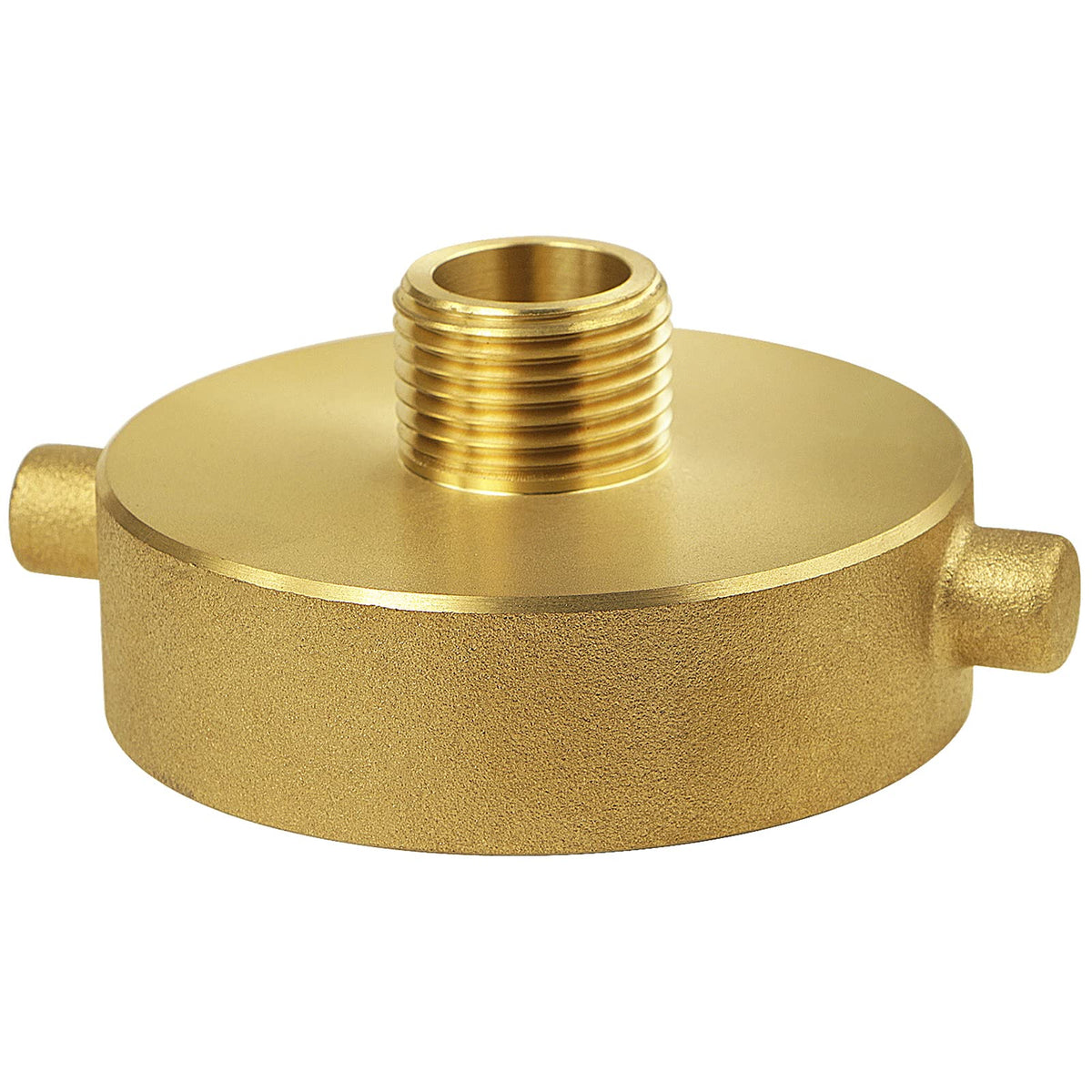 NOVINO brass fire hydrant adapter close-up showing 2-12 NST/NH female end for secure connection
