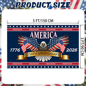 Novusen 3-ply flag 1776-2026 back view; ensures readable emblem from any approach during gatherings.