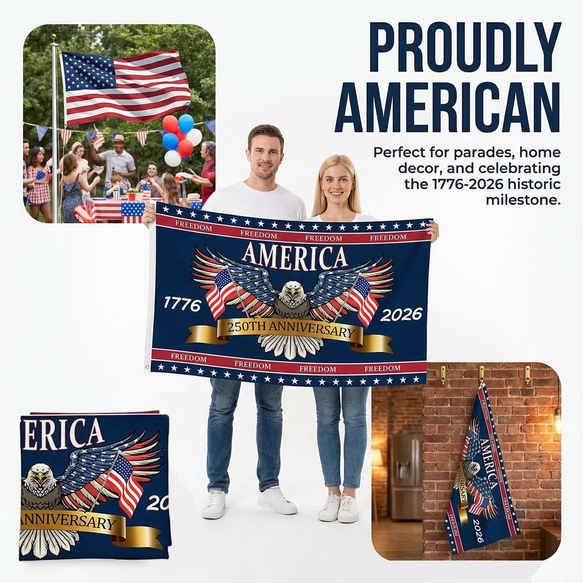 Novusen 3-ply double-sided print flag; remains clearly visible from all angles during outdoor displays.