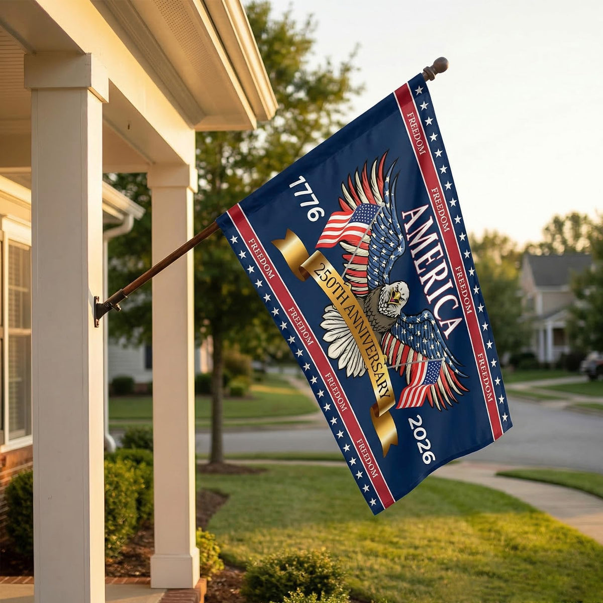 Novusen yard-decor flag; welcomes guests with a festive patriotic atmosphere at your front gate.