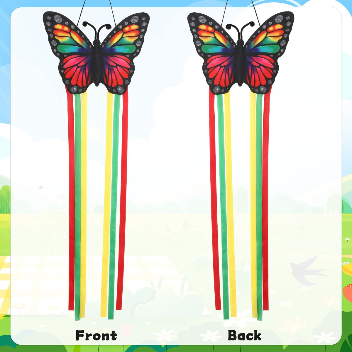 NOVWANG butterfly-pattern windsock enhances garden decor with lifelike design