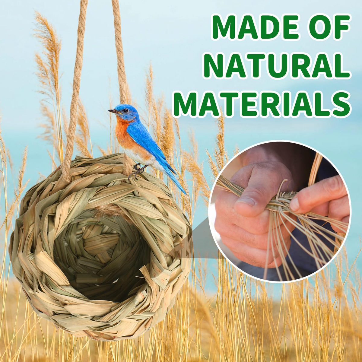 NOVWANG compact hummingbird house with 1.58-inch entrance for safe nesting.
