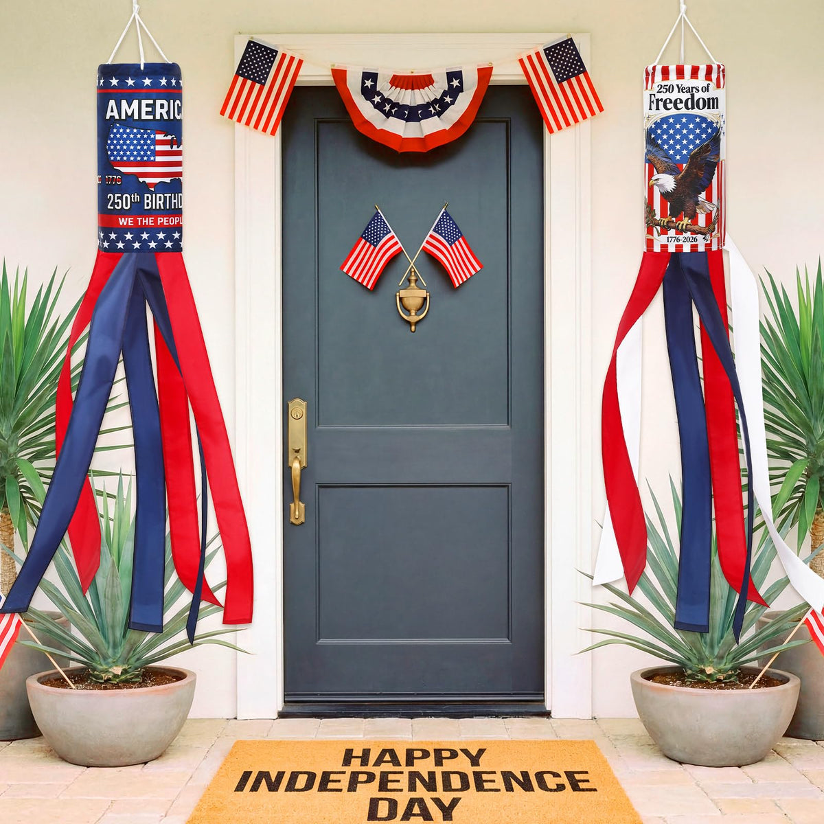 NOVWANG US Flag Windsock side view for outdoor patriotic decoration