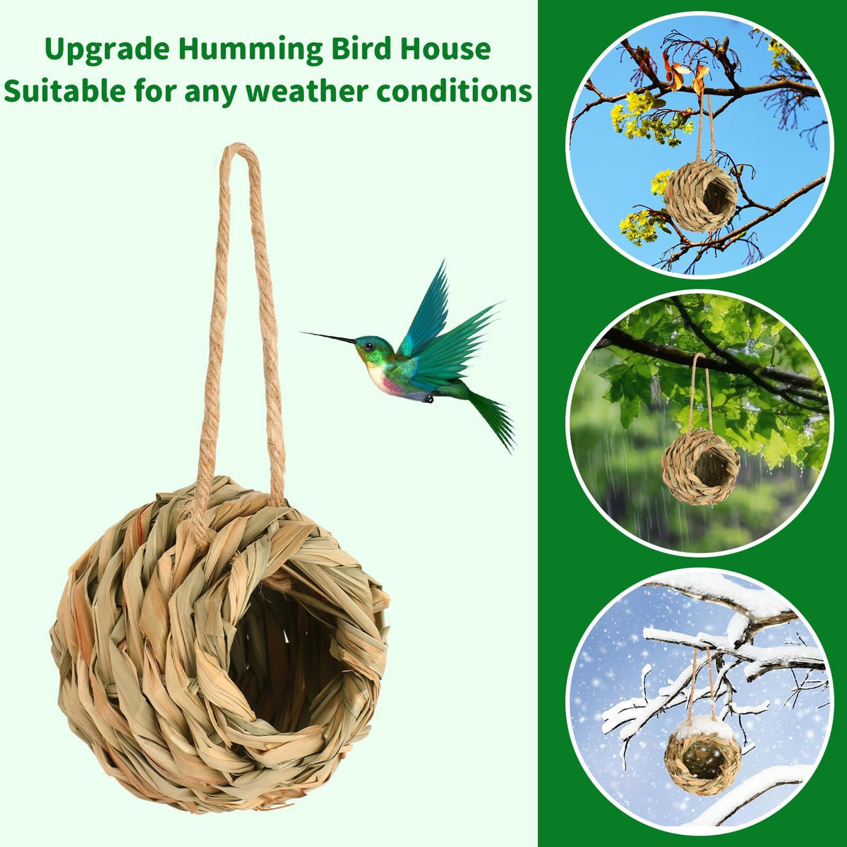 NOVWANG weather-resistant reed hut withstands sun, rain, and wind for long-lasting use.
