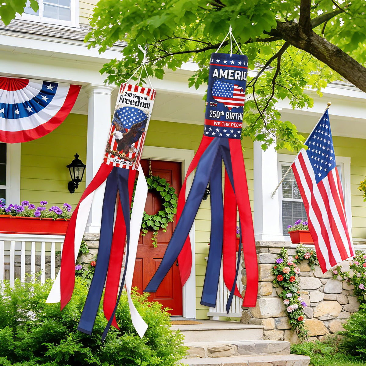 NOVWANG windsock installation shows easy, tool-free hanging setup