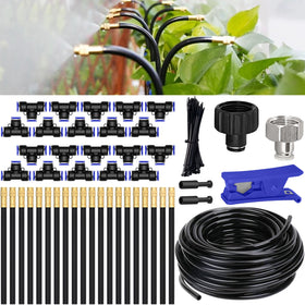 Nowaca drip tubing laid out along garden beds for targeted irrigation.