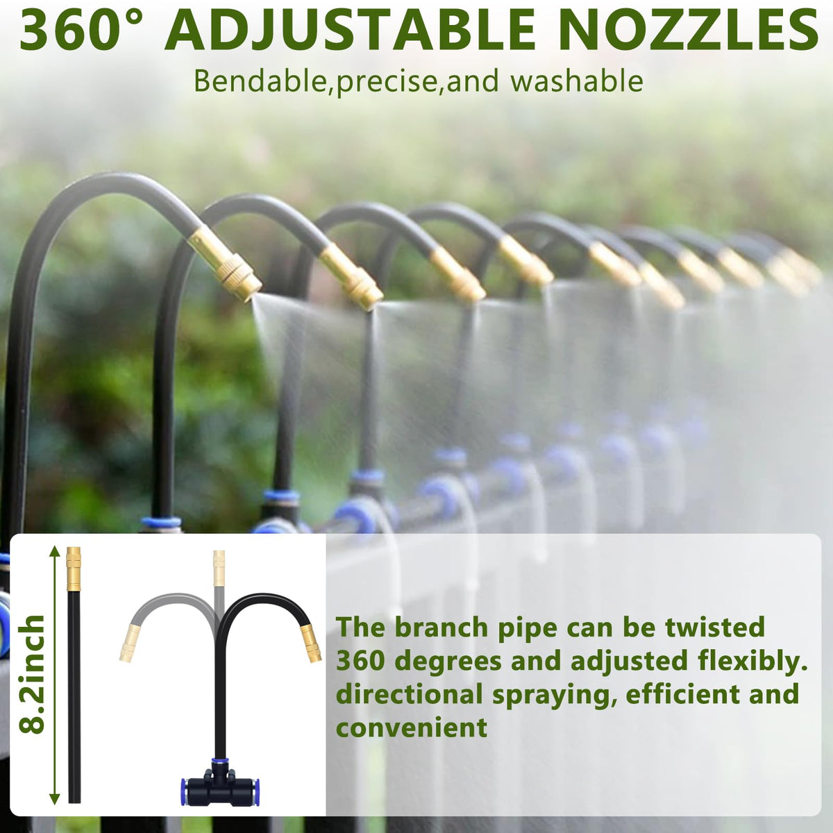 Nowaca adjustable copper nozzle showing water flow control by rotation.
