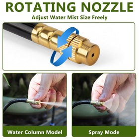 Nowaca irrigation system used in greenhouse setup for even plant hydration.