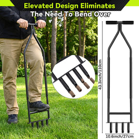Nowcamp ergonomic long-length aerator reduces knee and back strain during extended use.