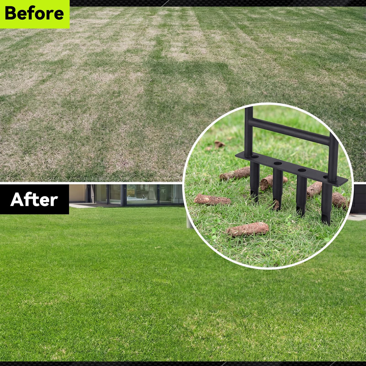 Nowcamp aerator pictured for moist soil setup, ideal after watering for best results.