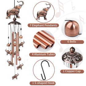 Nowpis elephant wind chime elephants detail highlights craftsmanship.