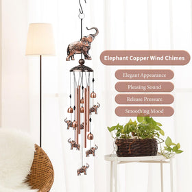 Nowpis elephant wind chime in garden setup for tranquil outdoor ambience.