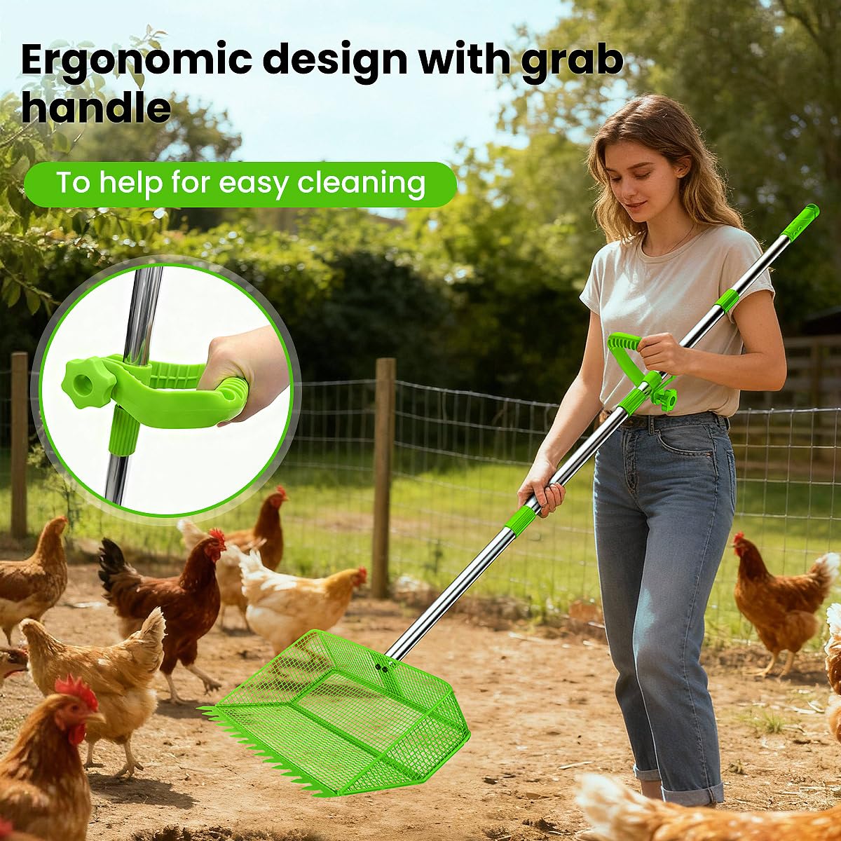 NoxLumina adjustable ergonomic handle reduces bending and strain.