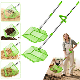 NoxLumina 2-in-1 coop scoop with handle for easier coop cleaning.