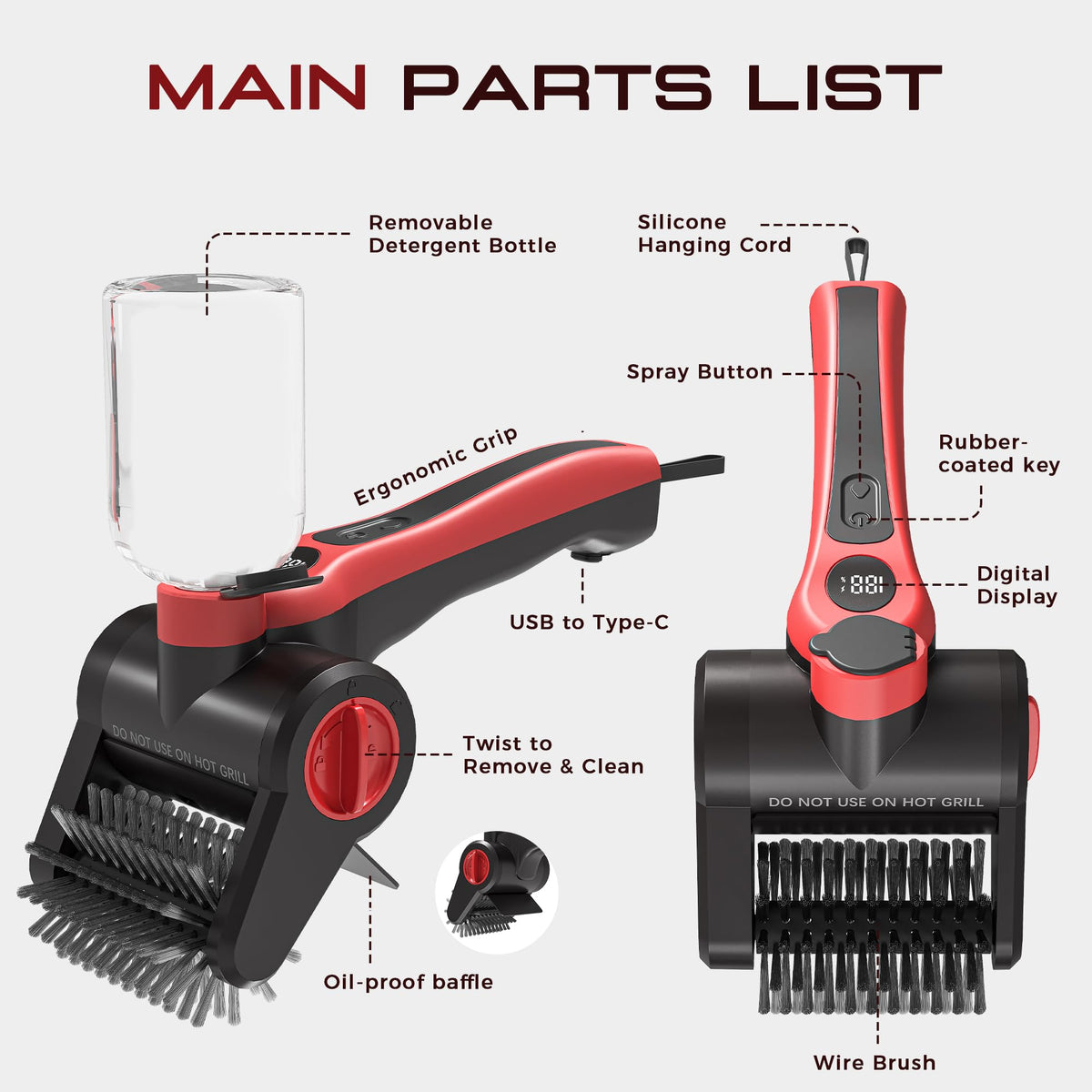 Nozrix electric grill brush carrying case keeps organized.